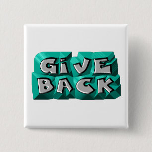 Give Back Quote Wisdom Teal Gray Chiseled Letter 15 Cm Square Badge