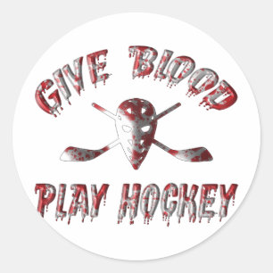 Give Blood Play Hockey Classic Round Sticker