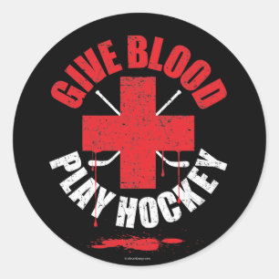 Give Blood Play Hockey v1 Classic Round Sticker