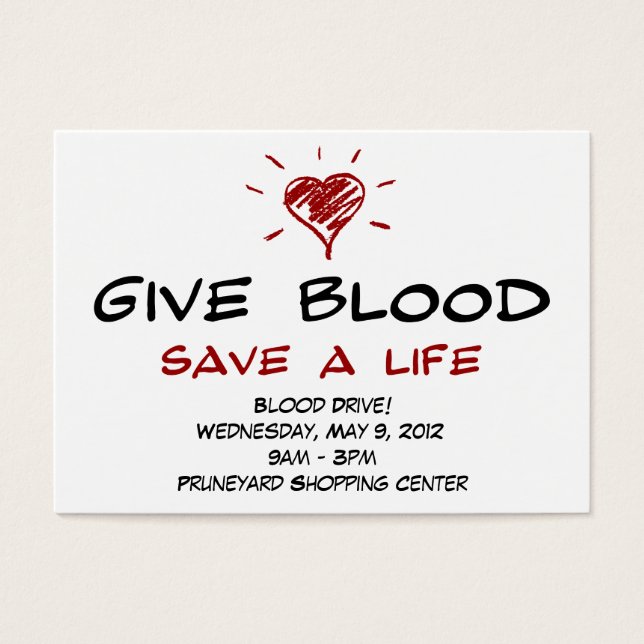 Give Blood Save A Life Blood Drive Chubby Template (Front)