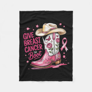 Give Breast Cancer The Boot Breast Cancer Pink Rib Fleece Blanket