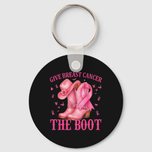 Give Breast Cancer The Boot Cowgirl Cancer Awarene Key Ring