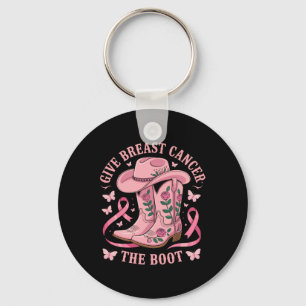 Give Breast Cancer The Boot Cowgirl Cancer Awarene Key Ring