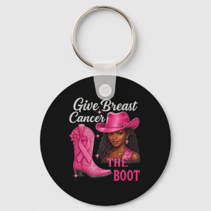 Give Breast Cancer The Boot Cowgirl Cancer Awarene Key Ring