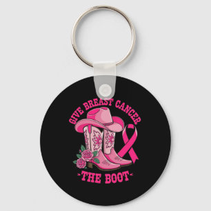 Give Breast Cancer The Boot Cowgirl Cancer Awarene Key Ring
