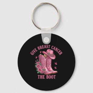 Give Breast Cancer The Boot Cowgirl Cancer Awarene Key Ring