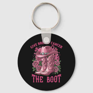 Give Breast Cancer The Boot Cowgirl Ribbon Cancer  Key Ring