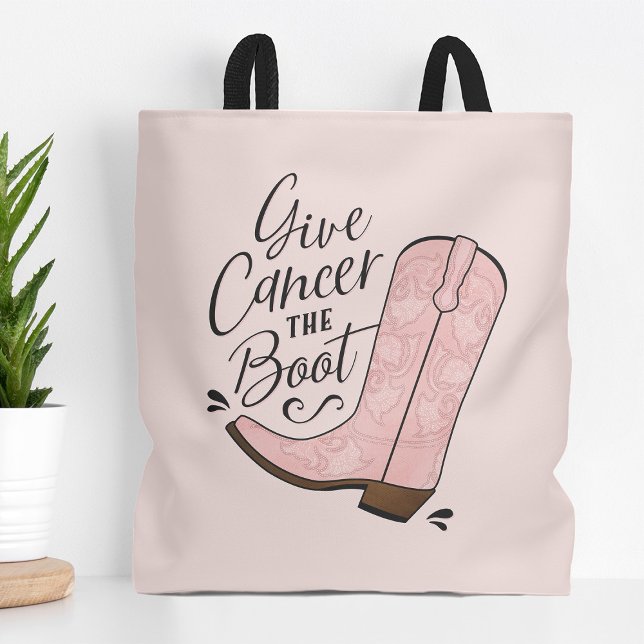 Give Cancer the Boot Breast Cancer Awareness Tote Bag (Creator Uploaded)