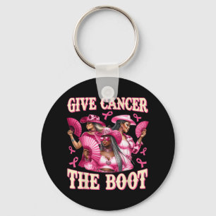 Give Cancer The Boot Melanin Cowgirl Breast Cancer Key Ring