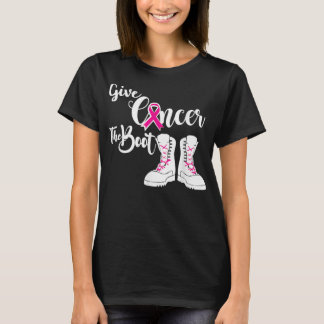 Give Cancer the Boot Military Breast Cancer Awaren T-Shirt