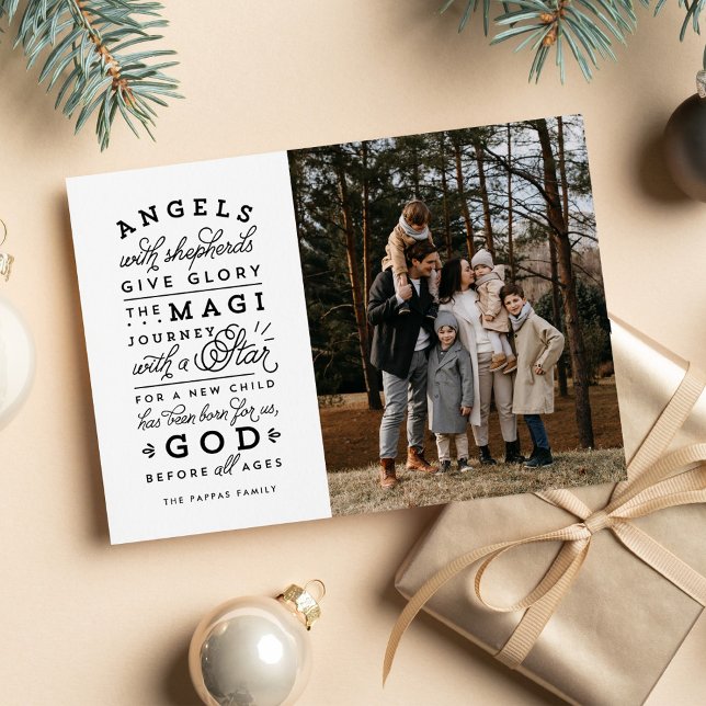 Give glory religious Christmas photo Holiday Card (Creator Uploaded)