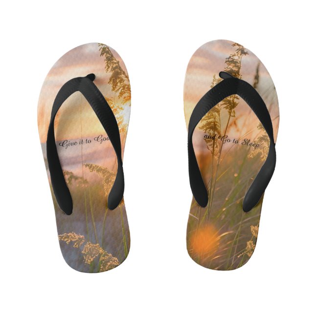Give it to God Go to Sleep Good Night Quote Design Kid's Jandals (Footbed)