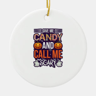 Give Me Candy Call Scary Halloween Ghost Pumpkin_1 Ceramic Tree Decoration