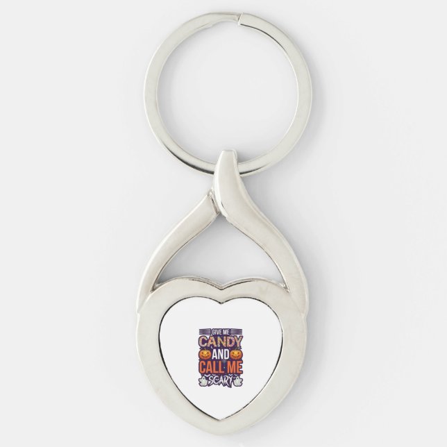 Give Me Candy Call Scary Halloween Ghost Pumpkin_1 Key Ring (Front)