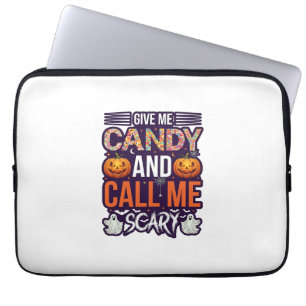 Give Me Candy Call Scary Halloween Ghost Pumpkin_1 Laptop Sleeve