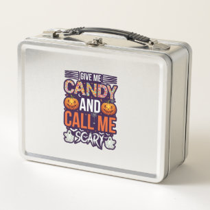 Give Me Candy Call Scary Halloween Ghost Pumpkin_1 Metal Lunch Box