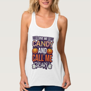 Give Me Candy Call Scary Halloween Ghost Pumpkin_1 Singlet