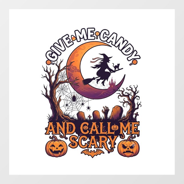 Give Me Candy Call Scary Witch Moon Pumpkins (Sheet)
