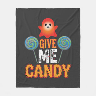 Give Me Candy Halloween Ghost_1 Fleece Blanket