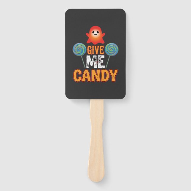 Give Me Candy Halloween Ghost_1 Hand Fan (Front)