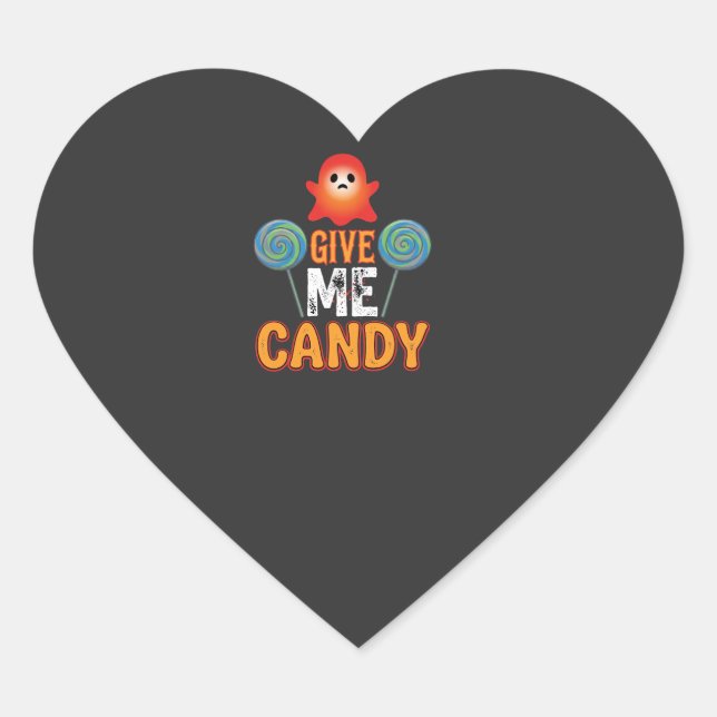 Give Me Candy Halloween Ghost_1 Heart Sticker (Front)