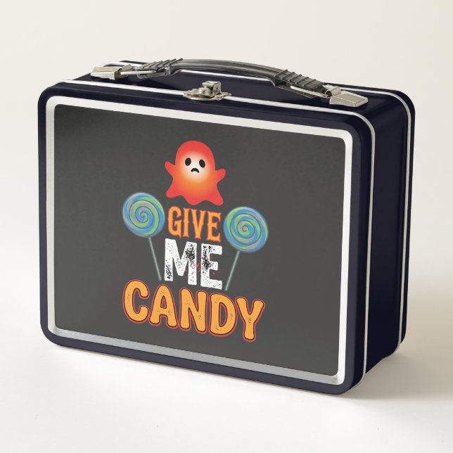 Give Me Candy Halloween Ghost_1 Metal Lunch Box (Front)