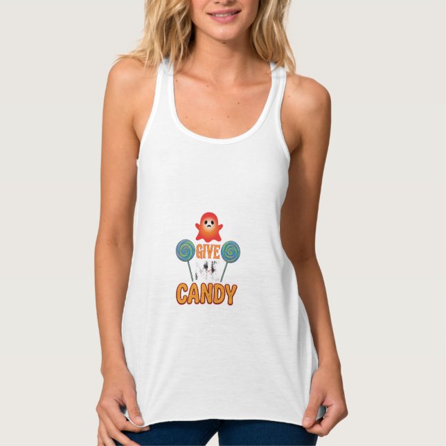 Give Me Candy Halloween Ghost_1 Singlet (Front)