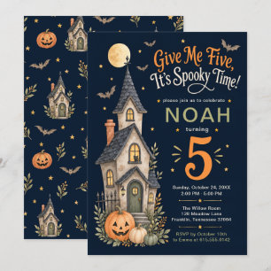 Give Me Five Spooky Halloween 5th Birthday Invitation