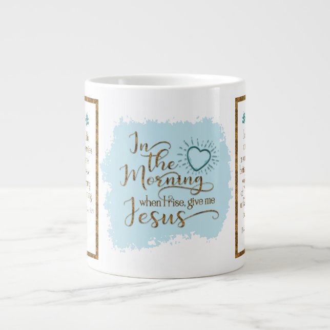 "Give Me Jesus" Jumbo Mug (Teal/Gold) (Front)
