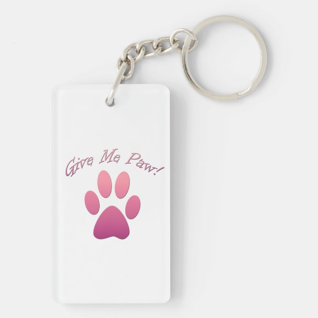 Give Me Paw pink Key Ring (Back)