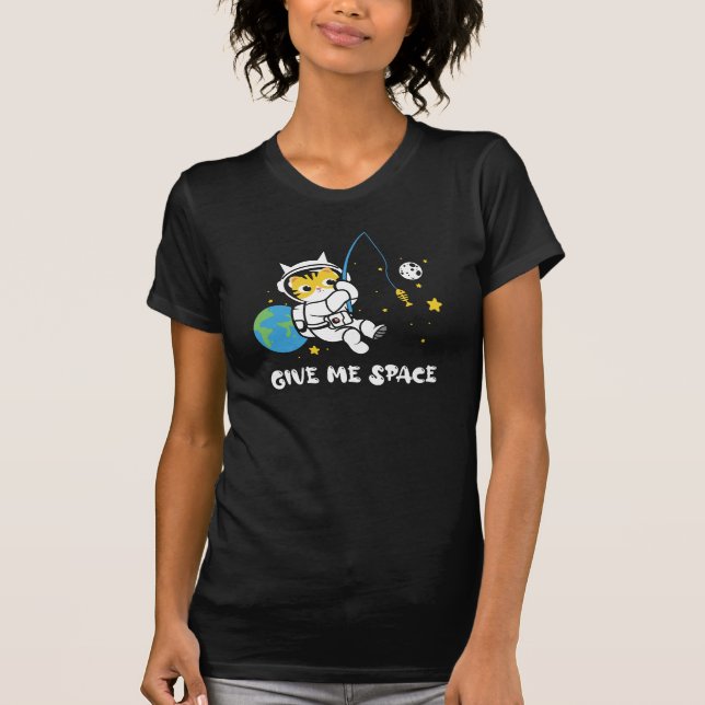 Give me space kawaii cat fishing planet earth  T-Shirt (Front)