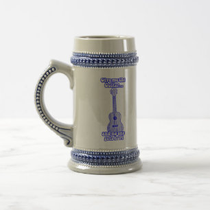Give me the guitar and no one gets hurt.retro blue beer stein