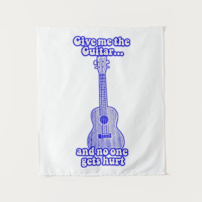 Give me the guitar and no one gets hurt.retro blue tapestry (Front)