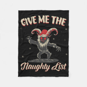 Give Me The Naughty List Cute Krampus Dark Christm Fleece Blanket
