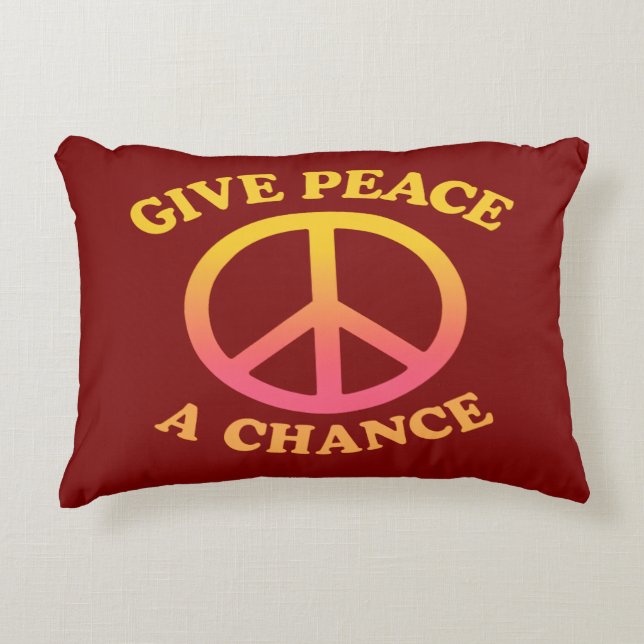 'Give Peace a Chance' Accent Pillow (Front)