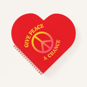 'Give Peace a Chance' Heart-shaped Spiral Notebook