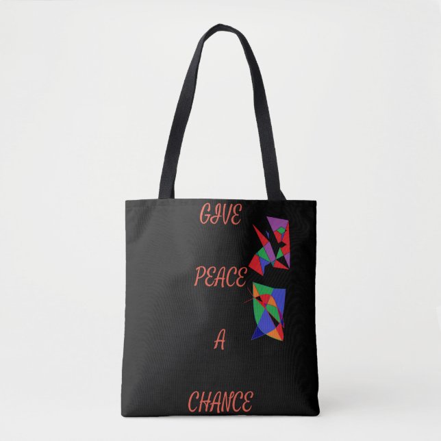 Give peace a chance logo black red patterns tote bag (Front)