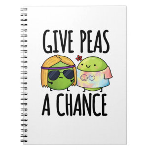 Give Peas A Chance Cute Hippie Peas Pun Notebook