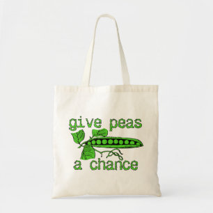 Give Peas A Chance Funny Peace Bag Tote Humour