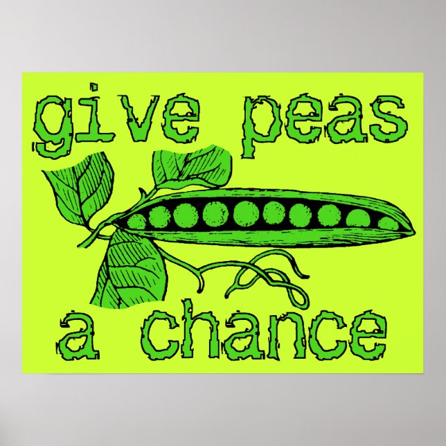 Give Peas A Chance Funny Peace Print Poster Humour (Front)