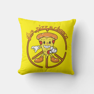 GIVE PIZZA A CHANCE funny pizza pun gift idea Cushion