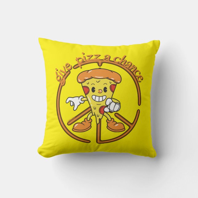 GIVE PIZZA A CHANCE funny pizza pun gift idea Cushion (Front)