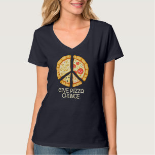 Give Pizza Chance - Funny Pizza Pun with Peace Log T-Shirt