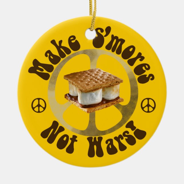 Give S'mores Peace a Chance Ceramic Tree Decoration (Front)