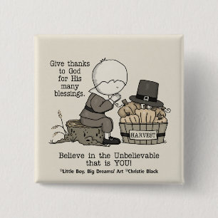 Give Thanks 15 Cm Square Badge