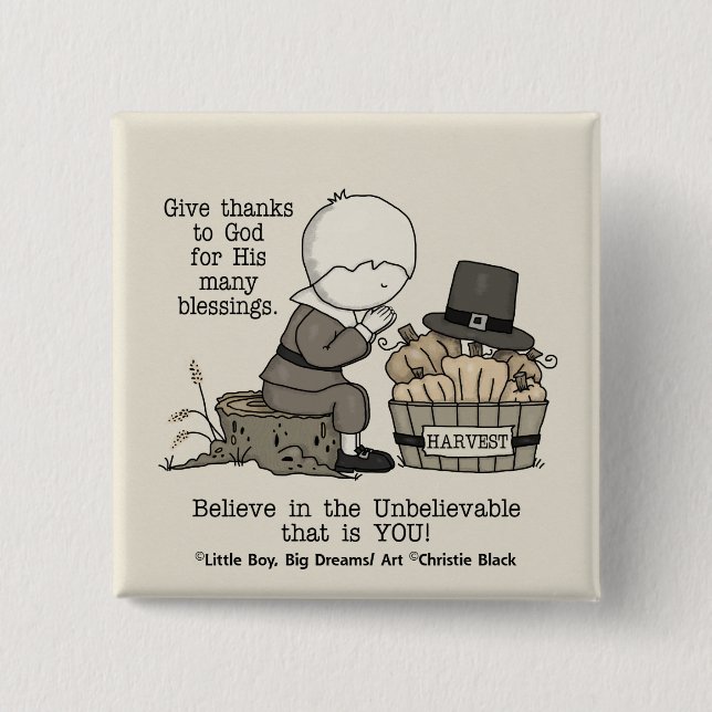 Give Thanks 15 Cm Square Badge (Front)