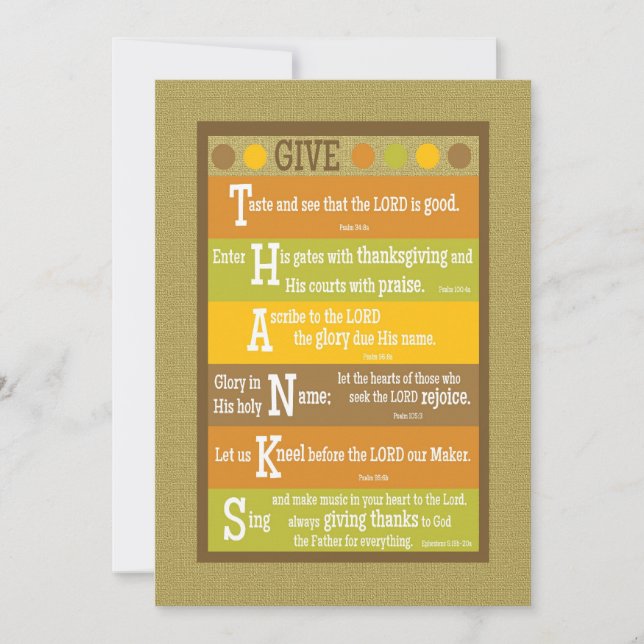 GIVE THANKS 2-Sided Scripture Thanksgiving Card (Front)