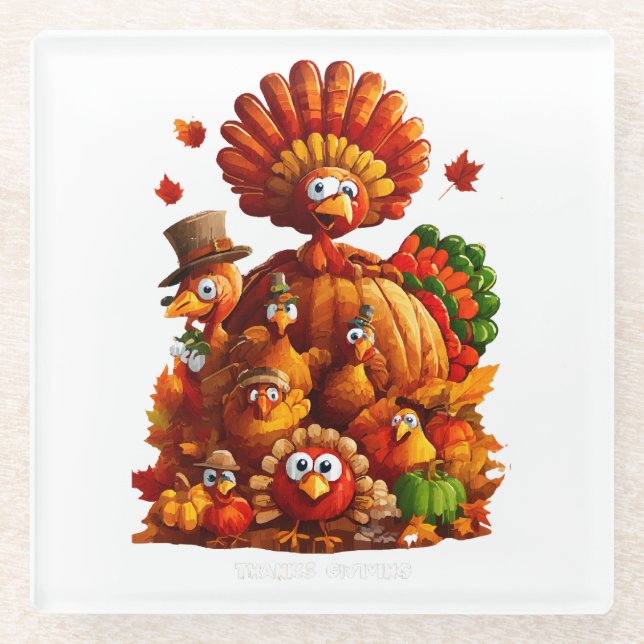 Give Thanks and Share Love Glass Coaster (Front)