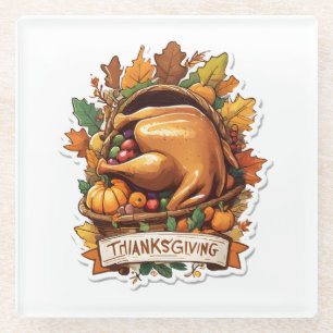 Give Thanks and Share Love Glass Coaster