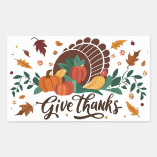 Give Thanks Autumn Foliage  Rectangular Sticker